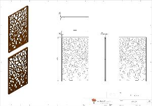 Panneau Acier Corten décors Abstrait 9 - jardin terrasse - H.180x110cm rouille