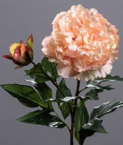 Fleur artificielle Pivoine haut de gamme - composition florale - H.88cm crème rose