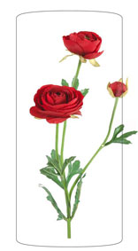 Renoncule rouge - fleur en tissu pour intérieur - H.45 cm