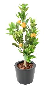 Arbre artificiel fruitier Citronnier en pot - plante d'intérieur - H.90cm vert jaune