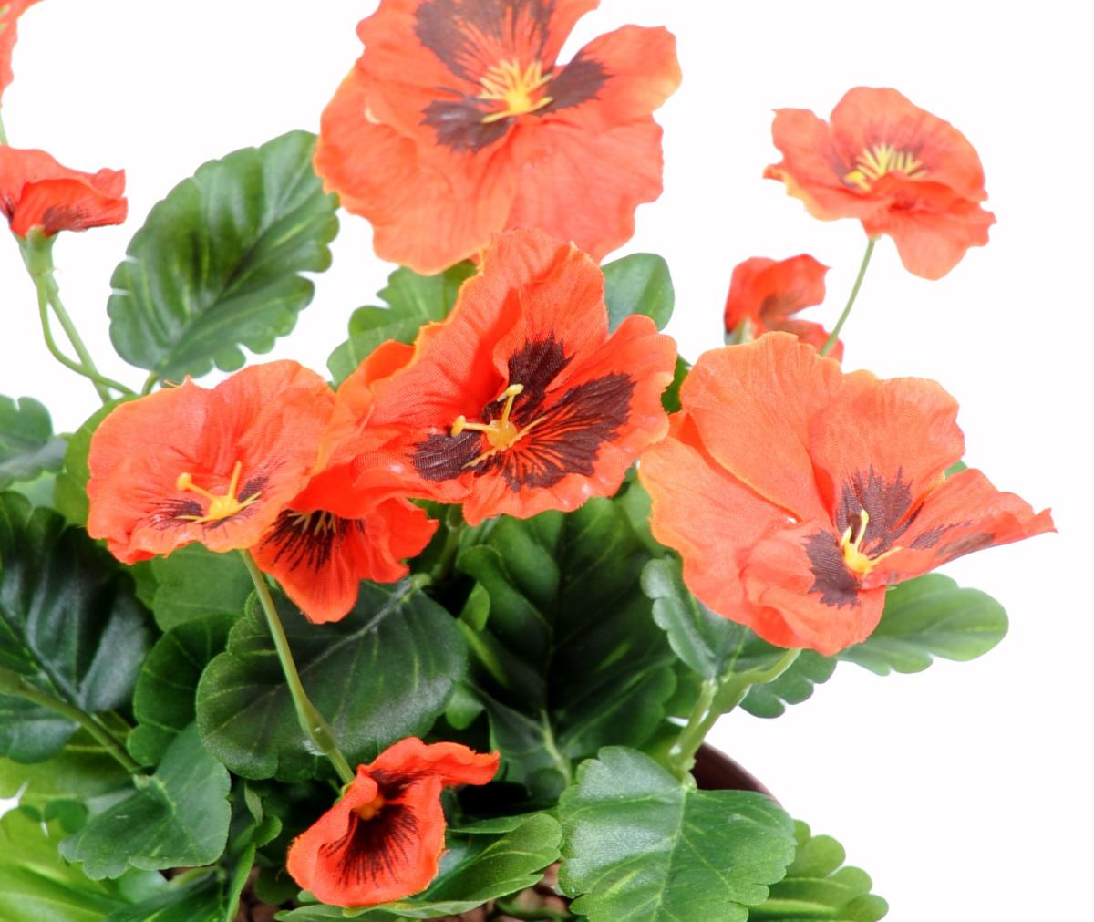 Fleur artificielle Pensée - plante d'intérieur en piquet - H.26 cm rouge
