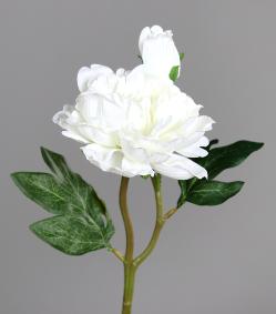 Pivoine artificielle 1 fleur 1 bouton - création de bouquet - H.34cm blanc