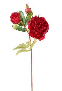 Pivoine artificielle 2 fleurs - création de bouquet composition - H.50cm rouge