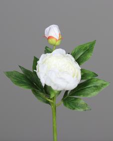 Pivoine artificielle 1 fleur 1 bouton - création de bouquet - H.36cm blanc