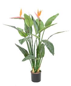 Plante artificielle tropicale Strelitzia 2 fleurs 2 boutons - décoration intérieure - H.110cm