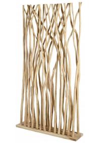 Brise vue claustra bois - séparateur de pièce fabriqué en branches de teck naturel - H.180x120cm