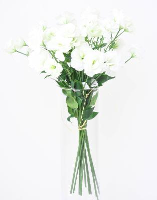 Fleur artificielle coupée Lisianthus 3 fleurs - création de bouquet - H.70  cm blanc