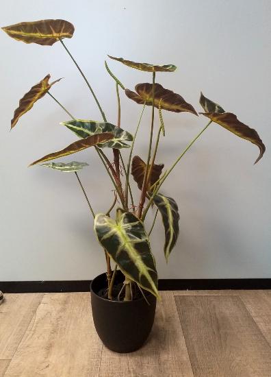 Plante artificielle Alocasia en pot - plante d'intérieur - H.75cm vert foncé