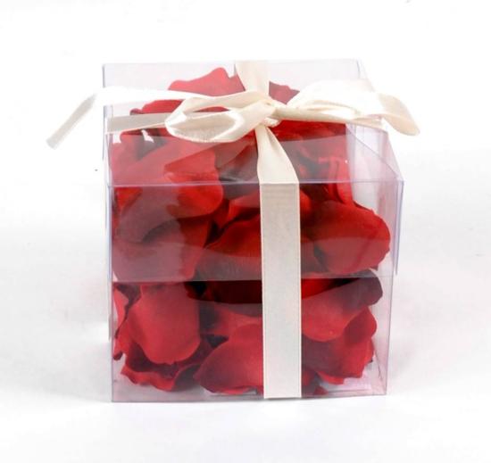 Rose artificielle boite de 100 pétales - décoration d'intérieur - Ø.4cm rouge