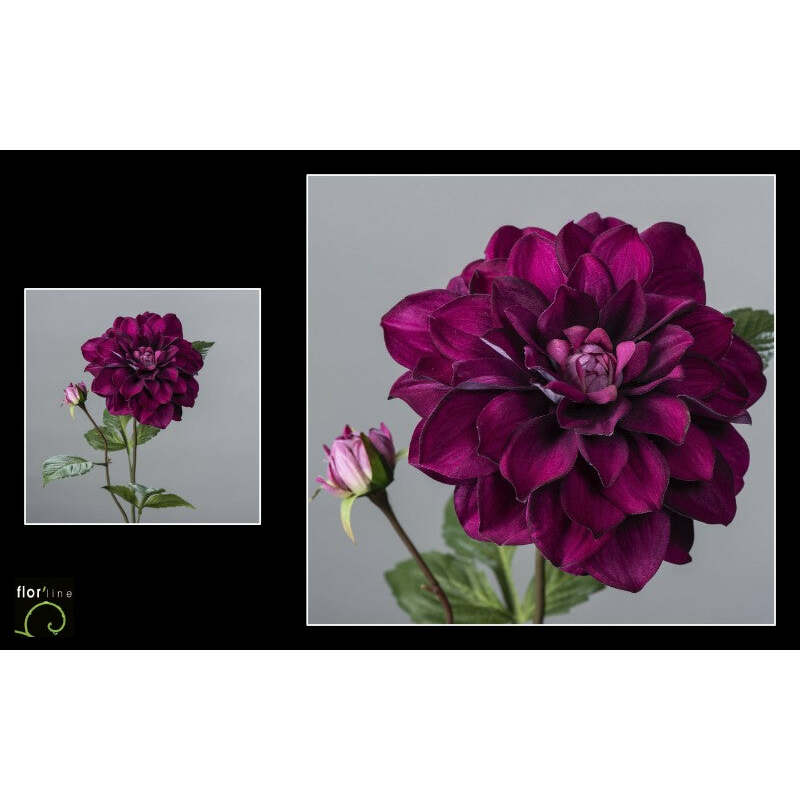 Fleur artificielle  Dahlia velours POURPRE hauteur 70 cm - NO3