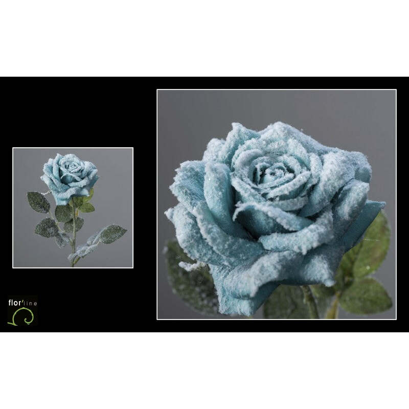 Tige artificielle glacier de rose BLEU hauteur 58 cm - NO1