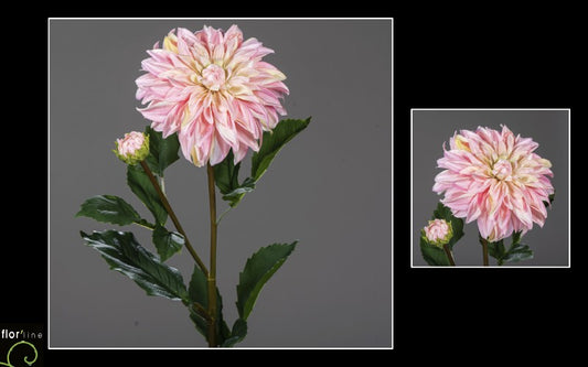 Fleur artificielle de Dahlia avec un bouton - décoration d'intérieur - H.79 cm - rose - Q3