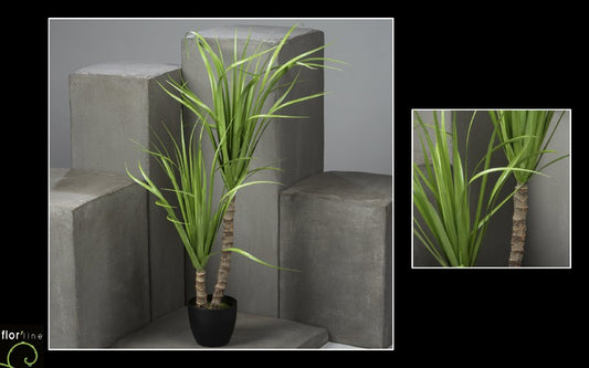 Plante artificielle Dracaena 2 troncs en pot - décoration d'intérieur - H.90 cm vert dépôt