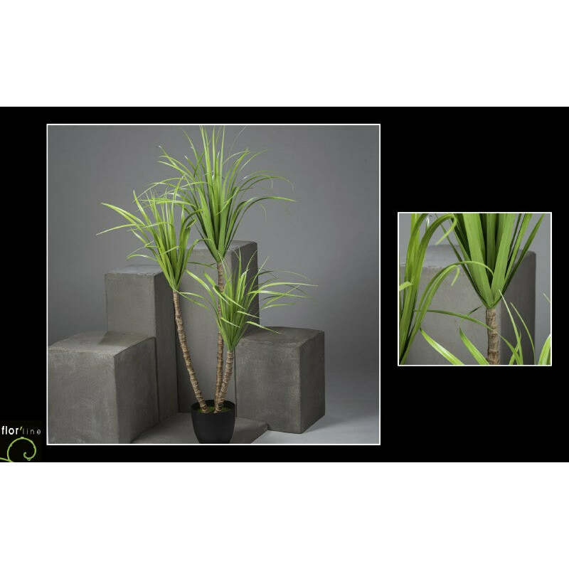 Plante artificielle Dracaena 3 troncs en pot - décoration d'intérieur - H.150 cm vert dépôt