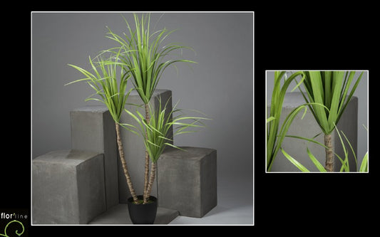 Plante artificielle Dracaena 3 troncs en pot - décoration d'intérieur - H.150 cm vert dépôt