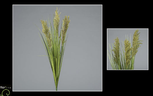 Bouquet de sorgho artificiel  - vert  3 fleurs vertes - décoration d'intérieur - H.80cm -  R3