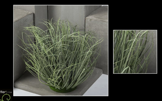 Graminée artificielle en touffe sur socle mousse- plante d'intérieur - H.50 cm vert/bleue P1