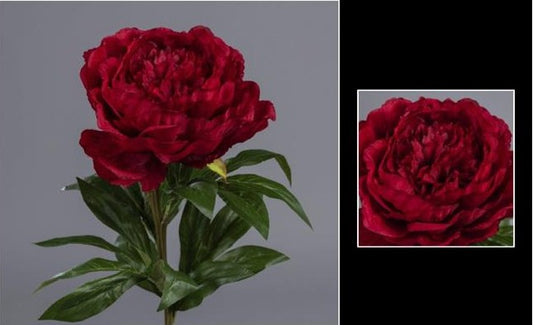 Fleur artificielle Pivoine - décoration d'intérieur - H. 68cm - rouge - P4