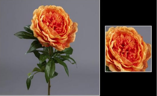 Fleur artificielle Pivoine - décoration d'intérieur - H. 68cm - orange - P4