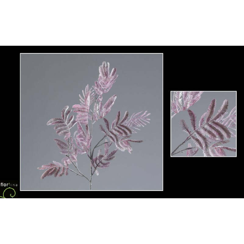 Branche artificielle de Mimosa - Collection Pastel pourpre hauteur 70 cm - NO1