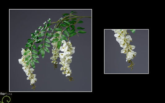 Branche de glycine crème 3 fleurs - décoration d'intérieur - H.73cm -  S4