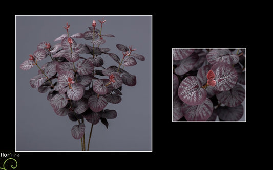 Plante artificielle piquet d'eucalyptus- décoration d'intérieur - H. 54 cm lie de vin - P3