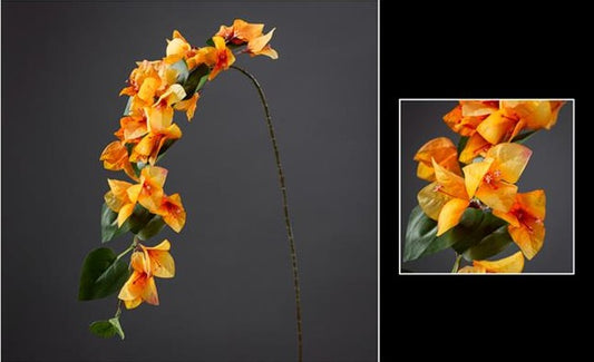 Fleur artificielle tige de bougainvillier - décoration d'intérieur - H. 78 cm - orange - Q3