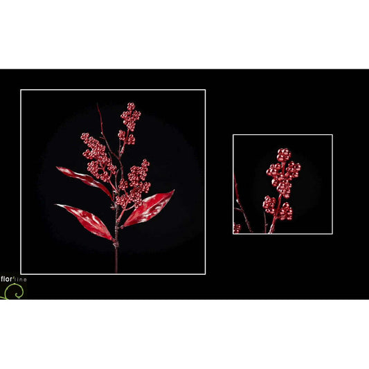 Piquet artificiel de baies couleur Cerise hauteur 45 cm - NO1