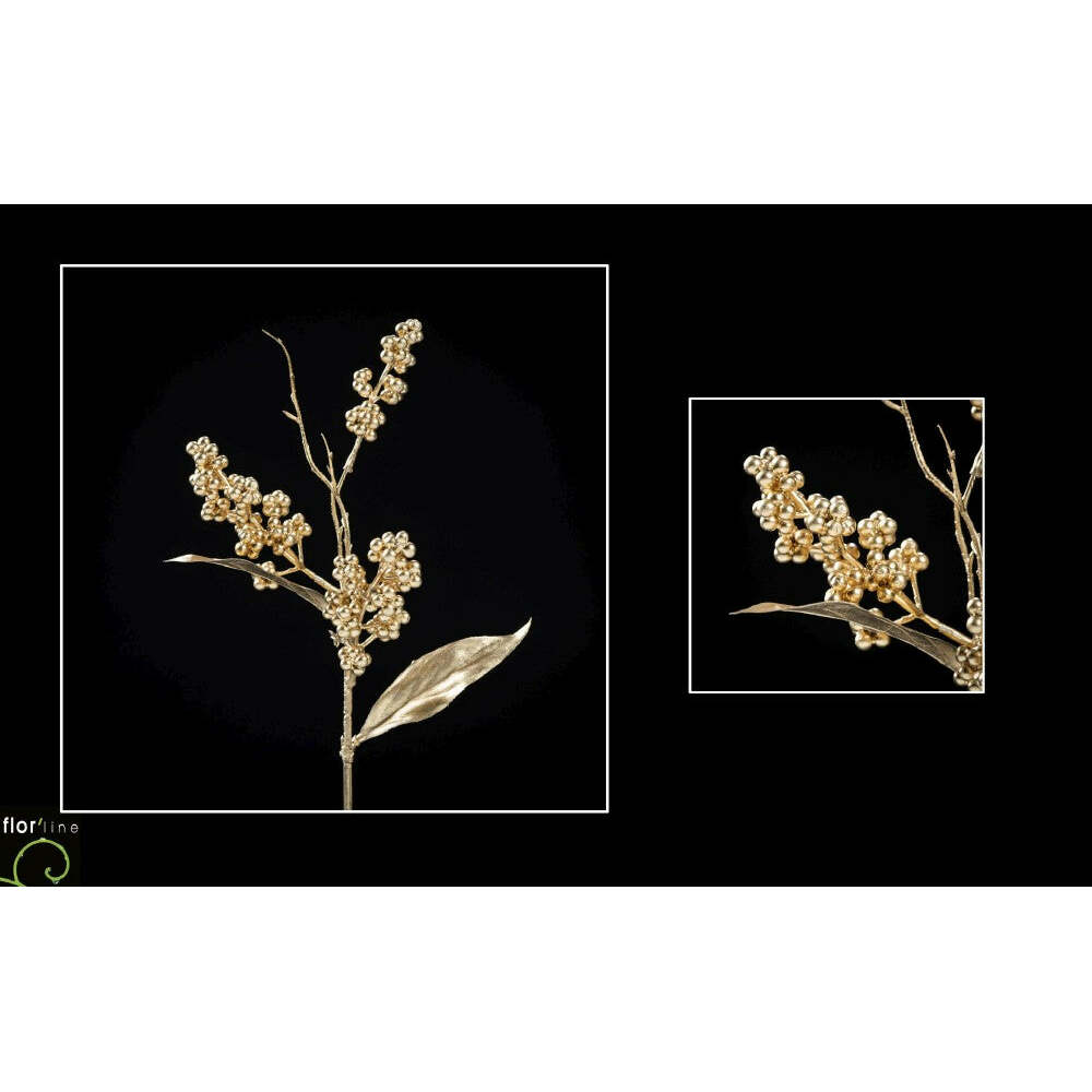 Piquet artificiel de baies couleur or hauteur 45 cm - NO1