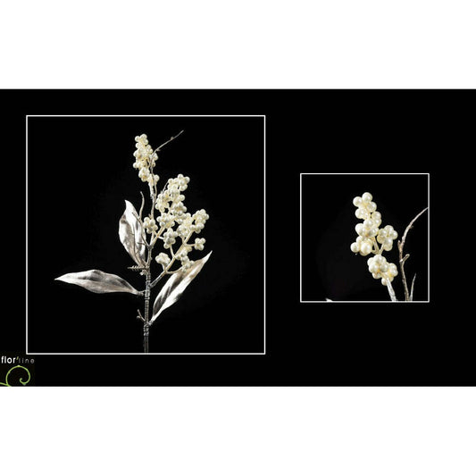 Piquet artificiel de baies couleur Ivoire hauteur 45 cm - NO1