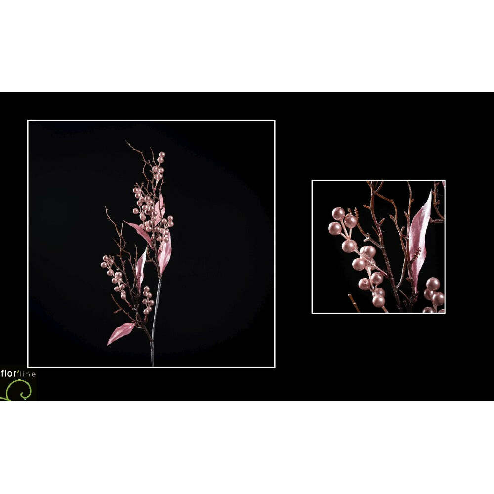 Branche artificielle de baies rose hauteur 85 cm - NO2