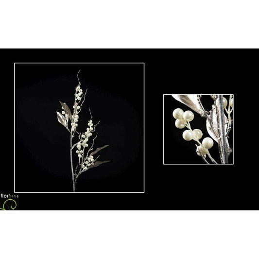 Branche artificielle de baies Ivoire hauteur 85 cm - NO2