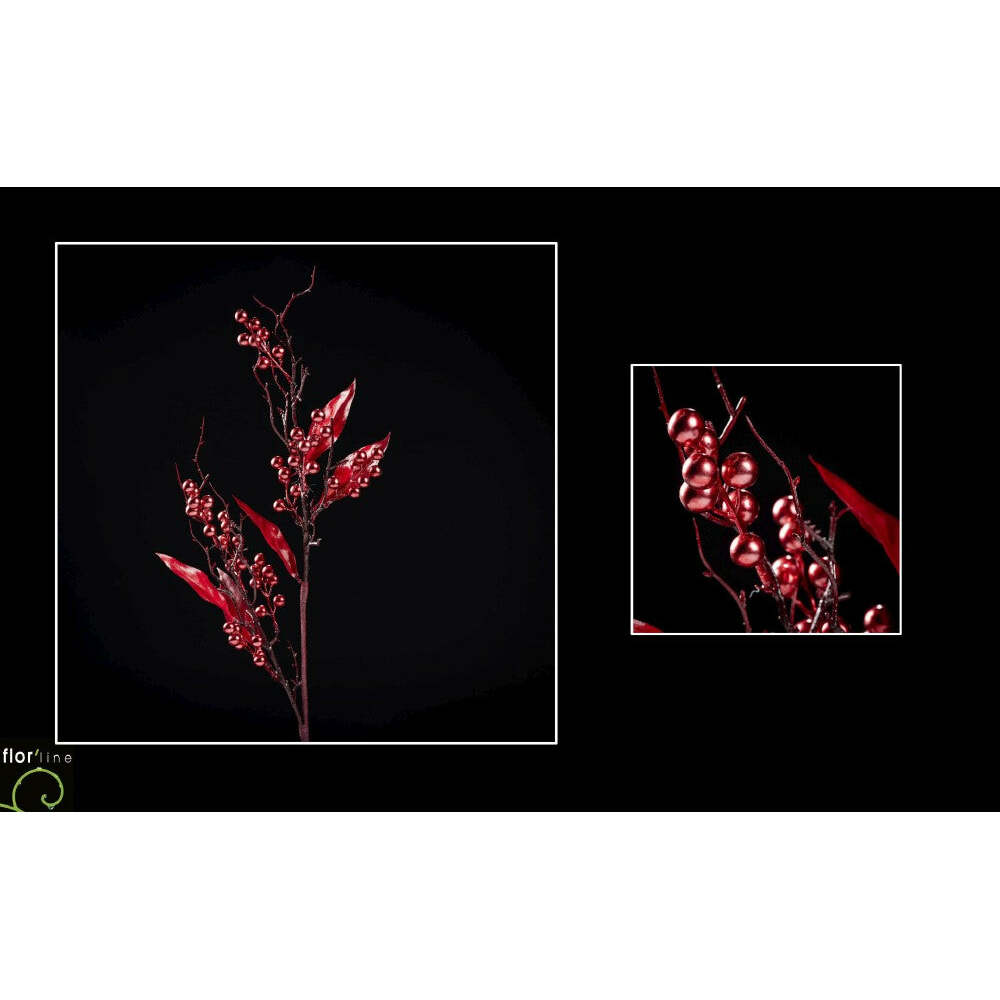 Branche artificielle de baies CERISE hauteur 85 cm - NO2
