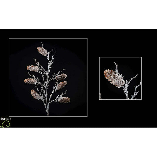 Branche de pomme de pin BRUN/GIVRE hauteur 75 cm - NO1