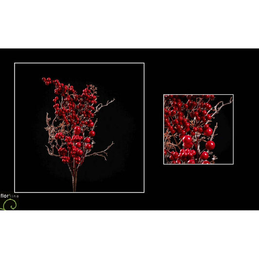 Branche artificielle de baies Ribes ROUGE hauteur 55 cm - NO3
