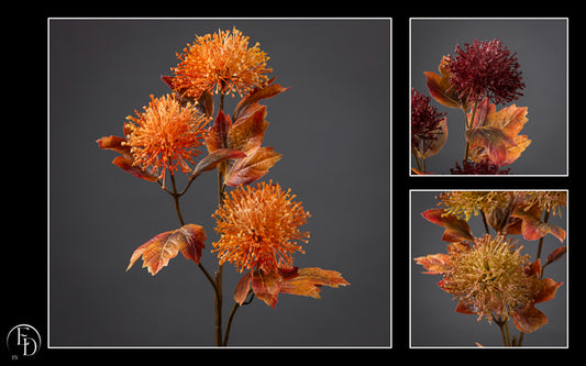 Branche de Viburnum artificielle orange H.80 cm – 3 fleurs aux couleurs chaleureuses - Z3