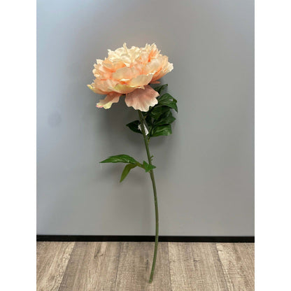 Fleur artificielle Pivoine géante - décoration d'intérieur - H. 80cm - saumon - R4