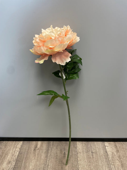 Fleur artificielle Pivoine géante - décoration d'intérieur - H. 80cm - saumon - R4