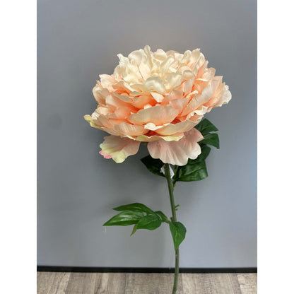 Fleur artificielle Pivoine géante - décoration d'intérieur - H. 80cm - saumon - R4