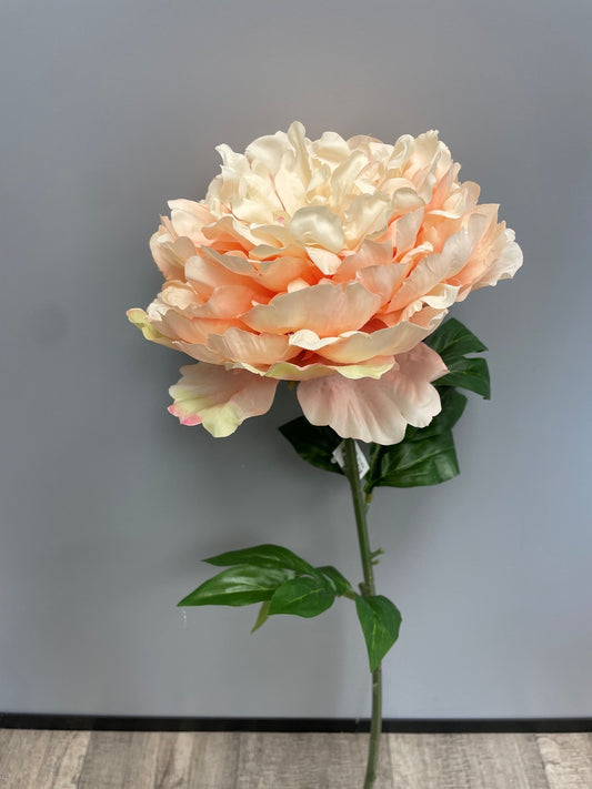 Fleur artificielle Pivoine géante - décoration d'intérieur - H. 80cm - saumon - R4