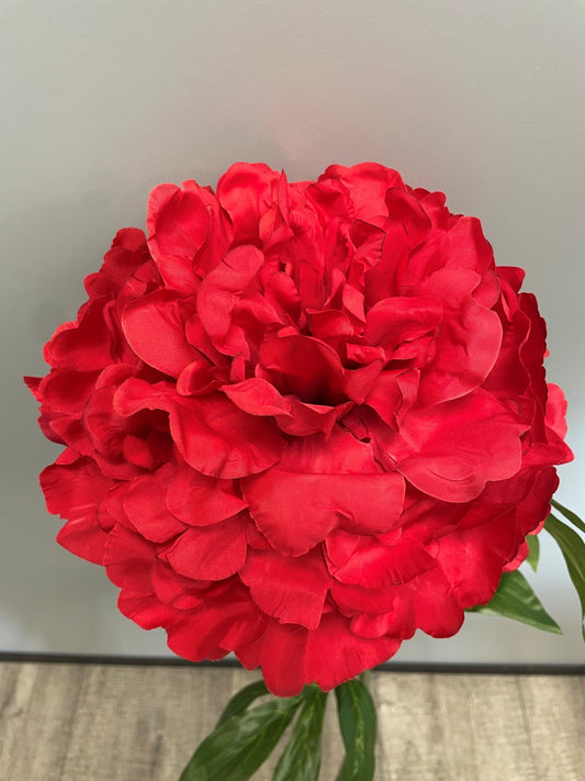 Fleur artificielle Pivoine géante - décoration d'intérieur - H. 80cm - rouge - R4