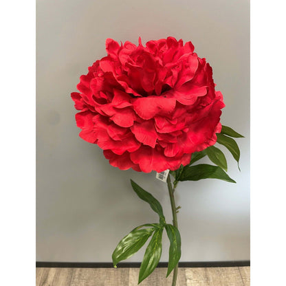 Fleur artificielle Pivoine géante - décoration d'intérieur - H. 80cm - rouge - R4