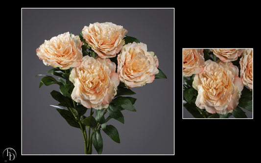 Bouquet de Pivoines artificielles saumon sur piquet - H.55 cm – Chaleur et charme naturel - S4