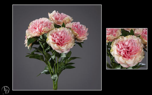 Bouquet de Pivoines artificielles lavande/rose sur piquet - H.55 cm – Raffinement floral et douceur romantique - S4