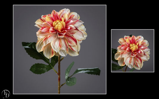 Fleur artificielle dahlia- décoration d'intérieur - H. 60 cm saumon fuschia Z4