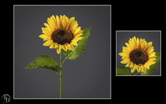 Fleur artificielle tige de tournesol - décoration d'intérieur - H. 53 cm  diam 10 cm brun jaune S2