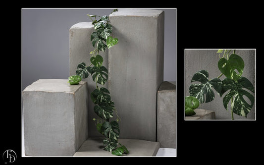 Guirlande artificielle philodendron - décoration pour intérieur - long 135 cm vert/panaché - R4