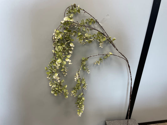 Branche artificielle de buis retombant- décoration d'intérieur - H.155 cm - Vert/gris - S2