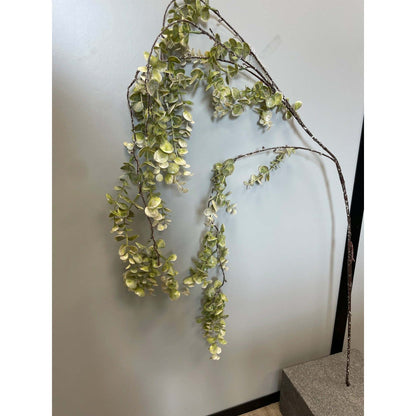 Branche artificielle de buis retombant- décoration d'intérieur - H.155 cm - Vert/gris - S2