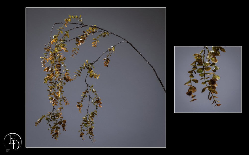 Branche artificielle de buis retombant- décoration d'intérieur - H.155 cm - Brun/jaune - R1